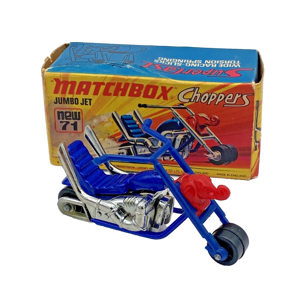 Matchbox Superfast Chopper No 71 Jumbo Jet Blue Motorcycle 1972 Lesney Boxed